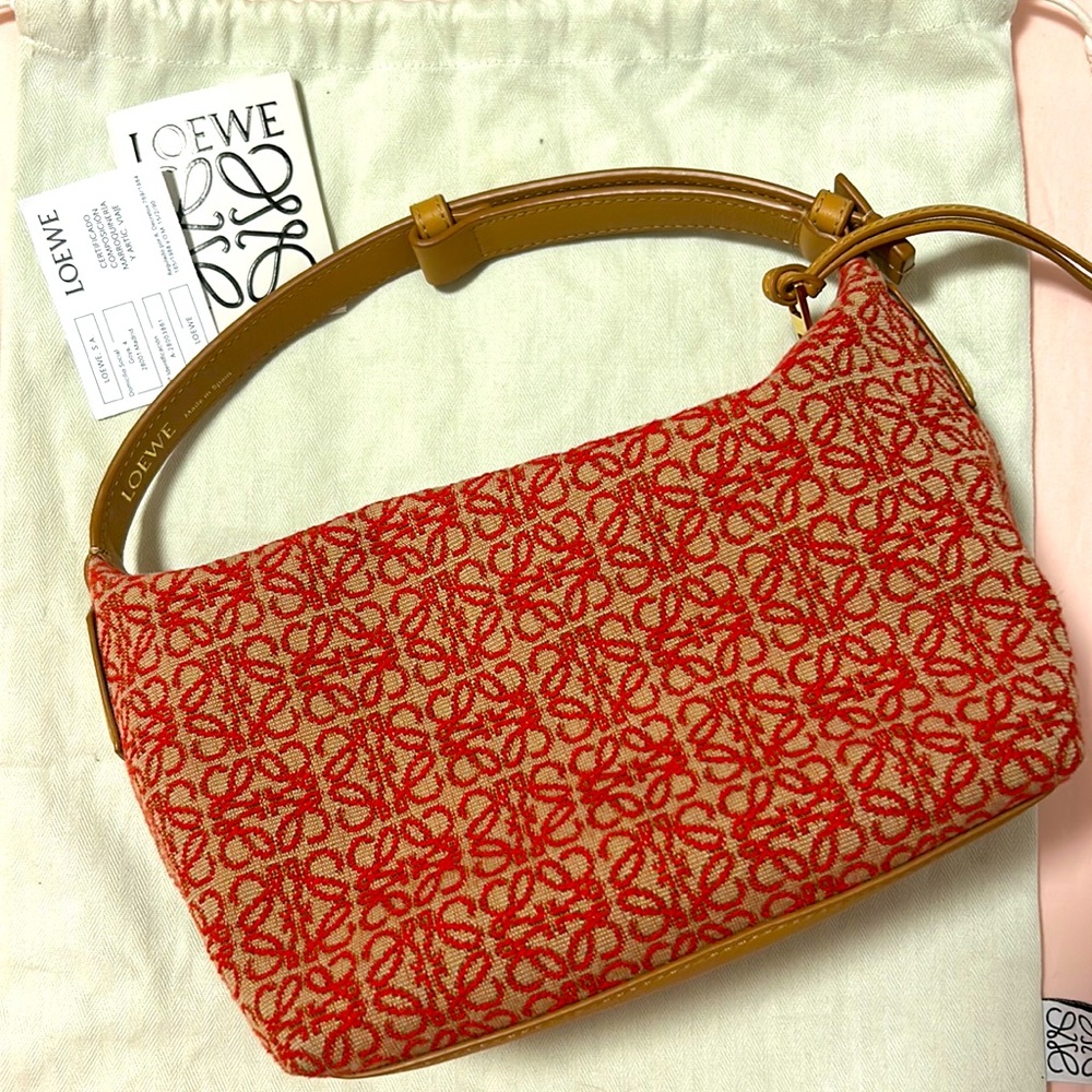 Loewe Small Cubi Bag in Anagram jacquard and calfskin